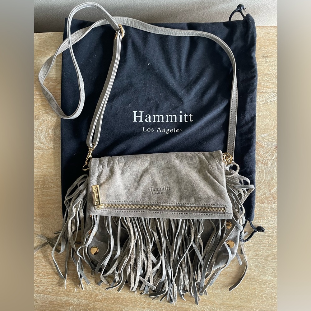 Hammitt Los Angeles Metallic Taupe Fringe Crossbody Bag